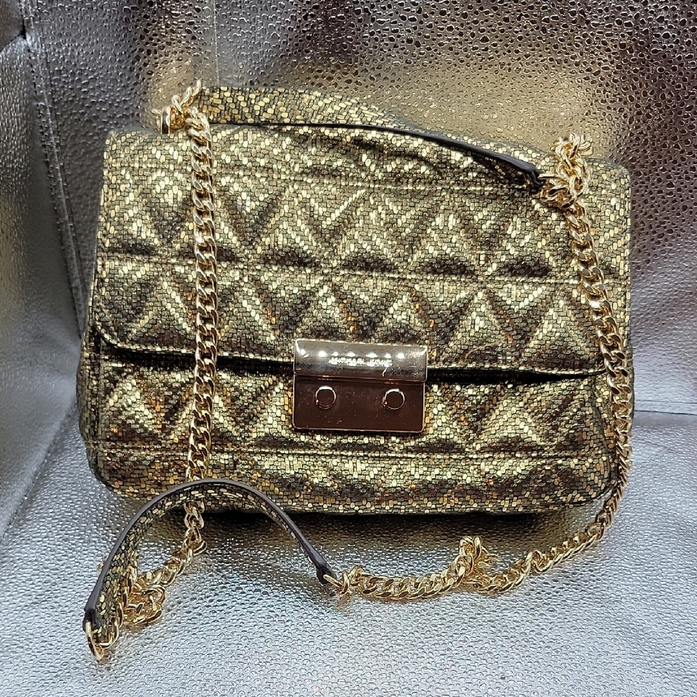 Michael Kors Gold Quilted Shoulder Bag